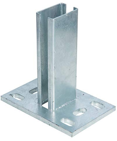 Alberts 686055 Ancre de Poteau de clôture pour Panneaux Treillis soudé | à Visser | Galvanisée à Chaud | Platine 150 x 100 mm | x 60 x 40 mm, Gris