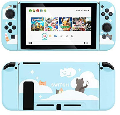 GeekShare Blue Schutzhülle für Switch, TPU Slim Case Cover Kompatibel mit Switch Console und Joy Con, Nebula Cat