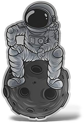 ERREINGE Aufkleber, Silberfarben, 35 cm – Astronauta Space NASA Luna – Aufkleber aus Vinyl für Wand, Laptop, Auto, Motorrad, Wohnmobil