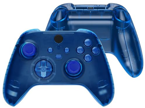 eXtremeRate Cover Custodia Grip Tasti Ricambio per Xbox Series X S Controller Copertura Pulsanti Tigger Analogici Grilletti per Xbox Series X S Joystick Model 1914-Trasparente Blu