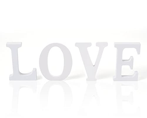 Cheriswelry 4pcs Wood Love Letter Signs Unfinished Natural Wooden Alphabet Ornaments for Home Birthday Wedding Party Anniversary Decoration