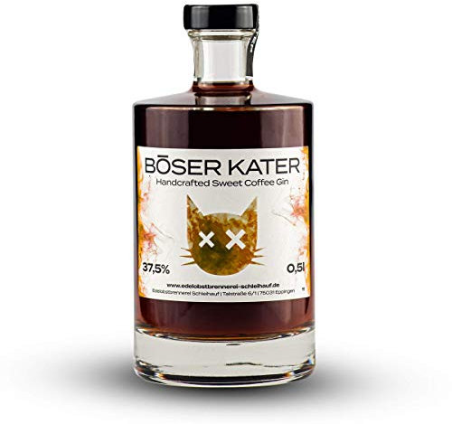 BÖSER KATER Sweet Coffee Gin | Kräftiger Kaffee-Geschmack | Für spannende Gin Cocktails oder auf Eis | Die perfekte Geschenkidee | Handgemacht mit kleiner Auflage | 0,5l 37,5% Vol