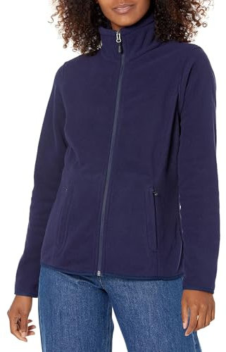 Amazon Essentials Giacca in pile morbido con cerniera intera dal taglio classico (disponibile in taglie forti) Donna, Blu Marino, L