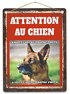 Générique Pancarte Attention Au Chien Personnalisé, Plaque Métal Humour - Ajoutez Votre Propre Photo (Moyen 200mmx280mm)