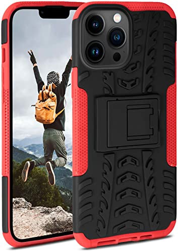 ONEFLOW Tank Case für Apple iPhone 13 Pro Max Hülle Outdoor, stabile Panzerhülle mit Kamera und Display Schutz, sichere Handyhülle, TPU Handy Schutzhülle mit Ständer, Rot Schwarz