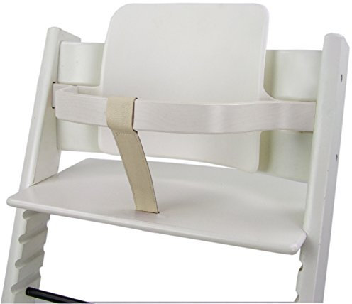 BAMBINIWELT Schrittgurt kompatibel mit Stokke Tripp Trapp Hochstuhl LEDERRIEMEN aus Echtleder (beige)