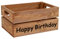 Holzkiste Braun mit Aufdruck Happy Birthday - Stiege Steige Geschenkverpackung Präsentkorb Geschenk