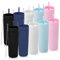 Volhoply 600ml Trinkbecher mit Deckel und Strohhalm Zehnerpack,20oz Doppelwandiger Wiederverwendbar Reisebecher,BPA-freier Matte Pastellfarben Acryl-Plastikbecher für Geschenk(Assortiert,10 Stück)