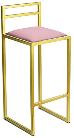 FERRO modern design Barhocker Gold mit Lehne 84 cm - Metall Barstuhl mit Gepolstertem Sitz - Loft Style