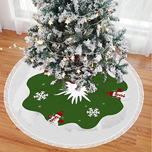 Mateju Weihnachtsbaum Tassel Rock Weihnachtsbaumdecke Rund Decke Christbaumdecke Christbaumständer Teppich Baumdecke Weihnachtsbaum Deko für Weihnachten Neujahr Party (36inch,grün)