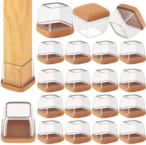 Lot de 16 protections carrées pour pieds de chaise en bois dur - En silicone - Pour protéger les sols en bois contre les rayures, épais, ne se déchire pas (convient pour : 2,4 cm à 3,7 cm)