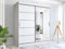 RAC3 Race to Road Stylish Bedroom Sliding Wardrobe with LED Light - Ample Storage Space and Sleek Design comes in White/Grey/Black/Oak and Width 150cm/180cm/203cm/250cm (White, 150cm)