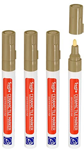 PATIKIL Lechada Bolígrafo, 4uds Azulejo Pintura Marcadores Reparación Pintura Bolígrafos Azulejo Lechada Sellador Bolígrafo con Extra Puntas para Piso Baldosa Espacio, Caqui