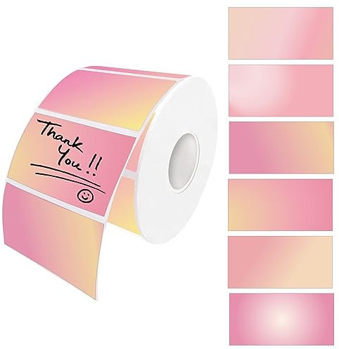 WLHGH Thermische Etiketten, Selbstklebende Kreis Aufkleber Drucker Etikett, 6 Farbverläufe Mehrzweck-Etiketten für Dankeskarte, Logo Design, Adresse, QR Code, Adresse, Inventar (60x30mm², Rosa)