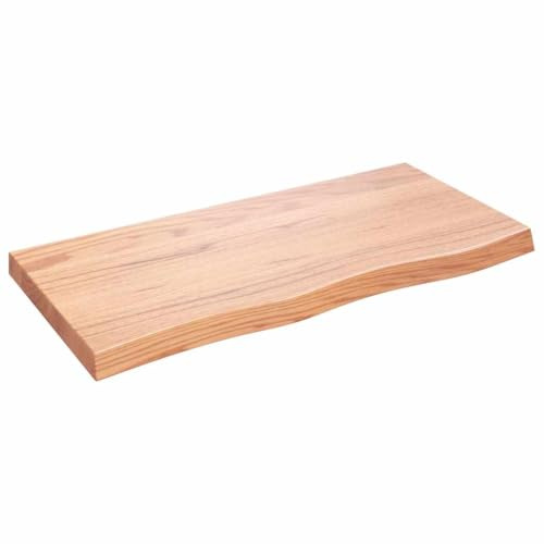 vidaXL Wandregal, Holzregal Regal Handgefertigt mit Baumkante, Wandboard Regalbrett Deko, Bücherregal Hängeregal, Hellbraun 100x50x(2-6) cm Massivholz Eiche Behandelt