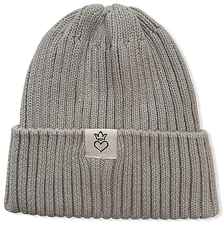 Baby Bonita® Baby Strick Mütze, 100% Baumwolle, Neutrales Schlichtes hochwertiges Design für Babymädchen und Babyjungen, ideal als Babygeschenk, Geschenk zur Geburt (Grau Beige, 0-3M)