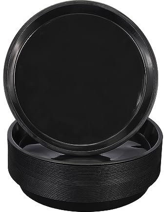 PATIKIL 30 Paquet Plastique Plante Soucoupe, 12 Pouce Plastique Plante pour Pots Fleur Rond Plante Plat Plateaux Eau Pot Drainage pour Intérieur Extérieur Jardin, Noir (L)