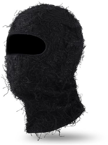 WLLHYF 1 Stück Gestrickte Sturmhaube Skimaske Vollgesichts-Beanie-Mütze Winddicht Atmungsaktiv Wärmend Kostümzubehör für Männer und Frauen Outdoor-Sport Radfahren (Schwarz)