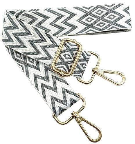 Verstellbarer Schultergurt Tasche Grau, Taschengurte zum Wechseln, Taschengurt Breit mit Karabiner Gold, 80-130 cm Tragegurt Tasche für Damen Schulterriemen, Moderne Handtasche, 3.8cm, 707