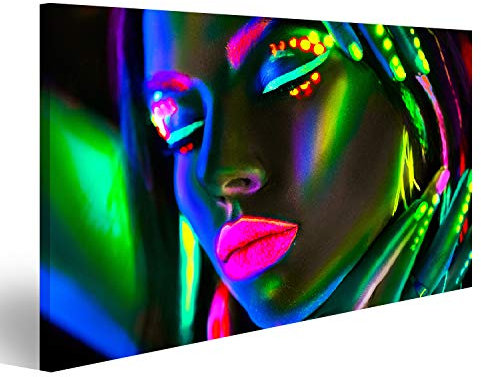 islandburner Bild auf Leinwand Rave Frau Im Neonlicht Party Club Jugendzimmer Bilder Wandbilder Poster