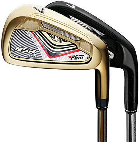 Golf Club Iron NSR #7 R/S kol/stålaxel | Herr dam professionell högerhänt golfstång (guld, S-kolskaft)