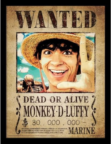 Pyramid One Piece Luffy Wanted Bilderrahmen, 30 x 40 cm