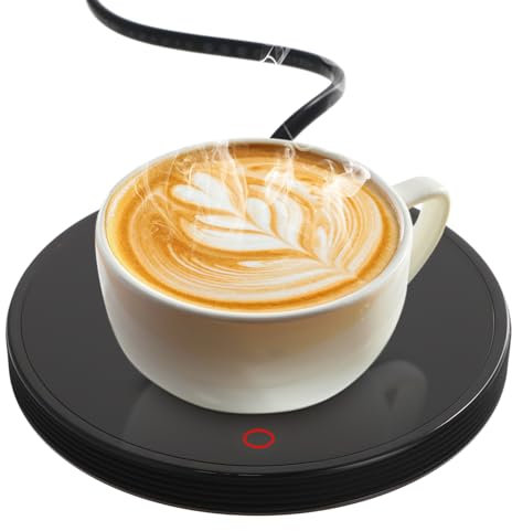 Intelligenter Tassenwärmer Heizplatte Auto-Aus, Kaffeetassenwärmer, Elektrisch Beheizter Untersetzer Bis zu 55℃, Elektrischer Getränkewärmer für Schreibtisch Zuhause Büro (Schwarz)