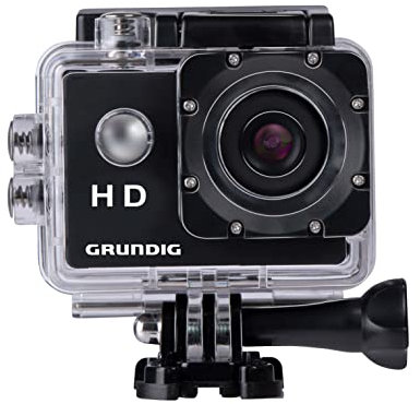 Grundig Action Camera HD720P Underwater Camera Waterproof up to 30 m 2 Inch LCD Screen Includes Various Accessories Motion Detection Black