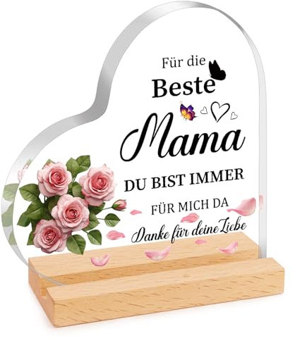 XIANNVXI Geschenke für Mama, Geburtstagsgeschenk für Mama Geschenk, Beste Mutter Geschenk Tochter Sohn, Holzschilder Heimat Dekoration aus Acryl, Muttertag Geschenk für Mütter