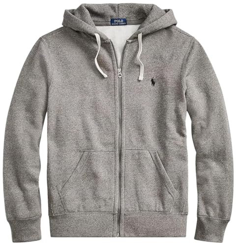 Polo Ralph Lauren Herren-Kapuzenpullover aus Fleece mit Reißverschluss, Ralph Lauren Ash Grey, Medium
