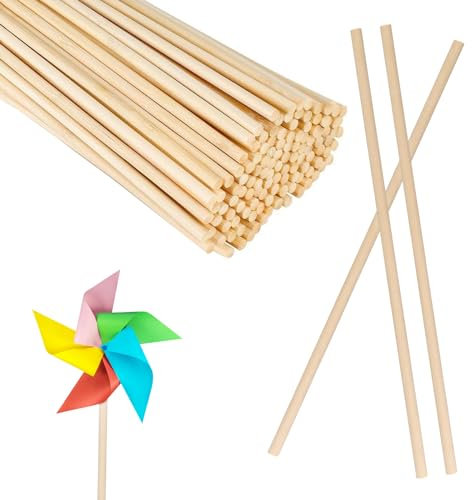 FAAING Lot de 150 batonnet en bois Rond 30 cm x 8 mm Baguette Bois, Baton Bois pour bricolage, modélisme, décoration