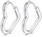 Loutade Silver Hoop Earrings for Women, 925 Sterling Silver Heart Hoop Earrings, Hypoallergenic Sleeper Huggie Silver Heart-shape Hoop Earrings, Simple Cartilage Love Heart Silver Earrings for Girls