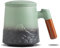 ZENS Embossed Ceramic Tea Mug With Infuser and Lid - 500 ML Loose Leaf Cup With Strainer, Wood Handle - Gifts for Tea Lovers, Steeper Accessories