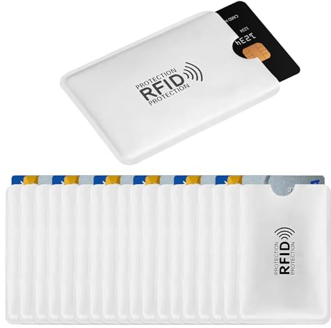 20Pack RFID Blocker Card Ultra Thin Anti Theft Credit Card Protector Holder | Blocking Credit Cards Protection Sleeves Contactless Debit Bank Cards for Wallets ID Social Security Drivers License Card