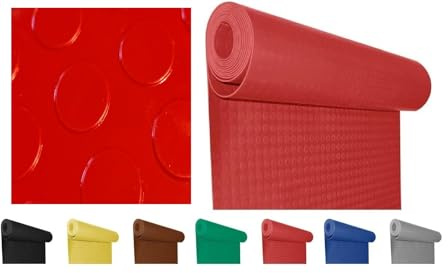 Mugar- Suelo de Goma Antideslizante - Pavimento de círculos | Suelo de Caucho | Colores Decorativos | Rollo de la Medida seleccionada (Rojo, 1x1m)