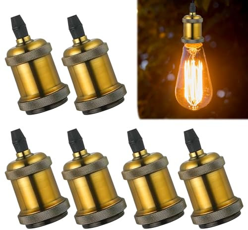 WIYETY E27 Vintage Lampenfassung Glühbirnen Fassung 6 Stücke Vintage Edison Lampenfassung, Hochwertige Lampenfassung aus Aluminium, Pendelleuchte Adapter für Deckenleuchten & DIY-Wandleuchte