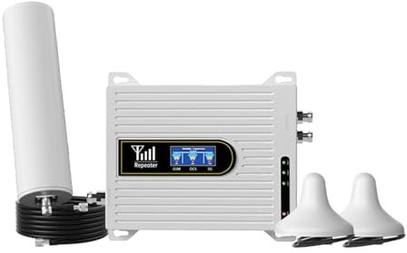 HMWOKPOT Amplificateur De Signal De Téléphone Portable, Kit Amplificateur De Signal Mobile GSM 2G/3G/4G avec Antenne Cylindrique - Zone De Couverture Jusqu'à 300-500㎡