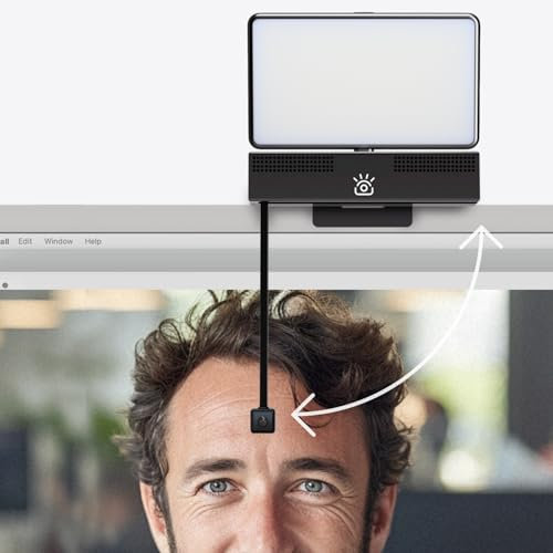 Pro 4K HD Webcam for PC and Light Panel Bundle with Eye Contact, Noise Cancelling Mic, Plug and Play USB for Mac & PC Zoom, Computer Camera, Conferencing and Video Calling