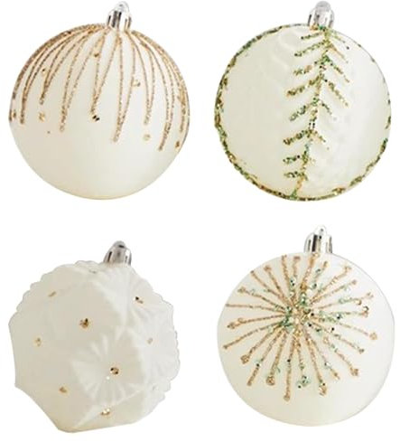 Weihnachtskugeln aus Samt – 4 bordeauxrote und cremefarbene Samtdekorationen – Weihnachtsanhänger, 8 cm, bruchsichere Paillettenkugeln, Urlaubsgeschenke für Hochzeitsfeiern zu Hause