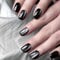 24Pcs Cat Eye False Nails, Black French Tip Press on Nails, Short Square Fake Nails, Glitter Glue on Nail with Glue Stickers, Full Cover Artificial Stick on Nail for Women and Girls Nail Art