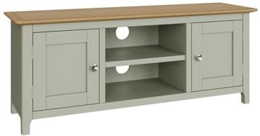 FWStyle Sage Green Oak 2 Door TV Unit - W110 X H44 X D 35cm