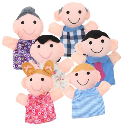 KOMBIUDA 6-teiliges Handpuppen-Set Für Familie Kinderpuppen Aus Stoff Opa Oma Papa Mama Sohn Tochter Lernspielzeug Für Kleinkinder