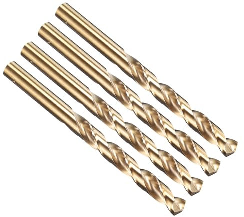 PATIKIL 11mm Drill Bit, Jobber Straight Shank M35 Cobalt 5% High-Speed Steel 135° Gold Finish for Stainless Steel Hard Metal - 4 Pack