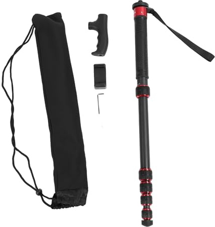 Luocute Monopode Fotografico in Fibra di Carbonio, Monopodo della Telecamera Estendibile a 6 Sezioni con Testa a Letto a Piedi 1/4 e 3/8 Pollici di Viti per la Fotocamera Action DSLR