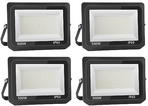loyal 500W LED Strahler Außen Fluter Aussen: Superhell Scheinwerfer 6000K Kaltweiß 50000LM - IP65 Wasserdicht Verstellbar mit Bügel für Garten, Garage, Sportplatz