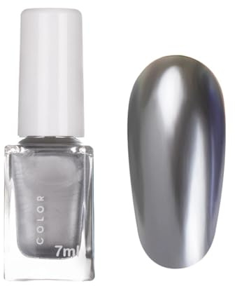 Silver Metallic Nail Polish, Quick Drying & Long, Lasting Metal Effect, Water-Based Chrome Nail Polish Breathable Silver Mirror Nails Varnish