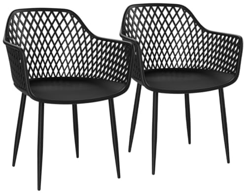 STEELSØN Quasira Gartenstühle, 2er Set, Schwarz, Gartensessel wetterfest