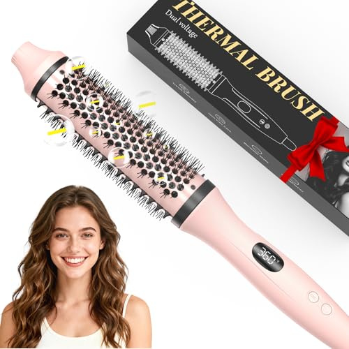 Bopcal Thermal Brush 3 in 1 - Thermobürste Rundbürste mit Digital Display, Ionische Lockenbürste Reduziert Frizz, Thermo Bürste für Glattes, Voluminöses & Lockiges Haar, Dual-Spannung MS-C257