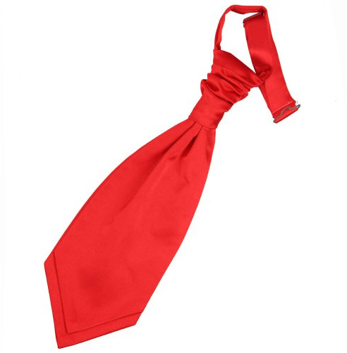 DQT Boys Plain Satin Pre-Tied Scrunchie Cravat - Wedding Pageboy Formal - Red