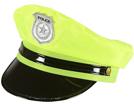 Widmann 01099 - Polizei Mütze, Neon Gelb, Cop, Polizist, Hut, Kopfschmuck, Accessoire, Karneval, Mottoparty
